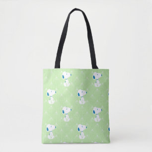 Bolsa Tote Amendoins   Padrão de Sonhos de Deco Verde Snoopy