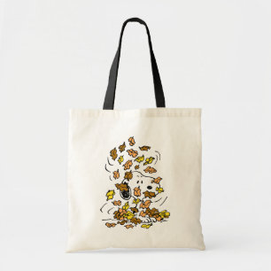 Bolsa Tote Amendoins   Pilha de Esnoopia de Folhas