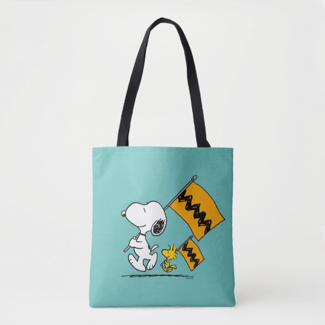 Bolsa Tote Amendoins | Sinalizadores de Snoopy & Woodstock (Frente)