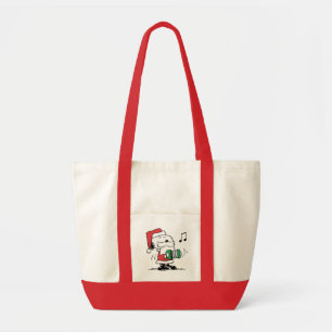 Bolsa Tote Amendoins   Snoopy Santa Claus Accordian