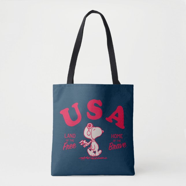 Bolsa Tote Amendoins | Snoopy USA Land of the Free (Frente)