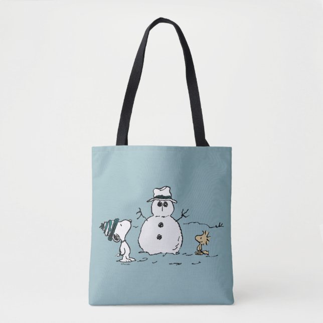 Bolsa Tote Amendoins | Snoopy & Woodstock Construir Um Neve (Frente)