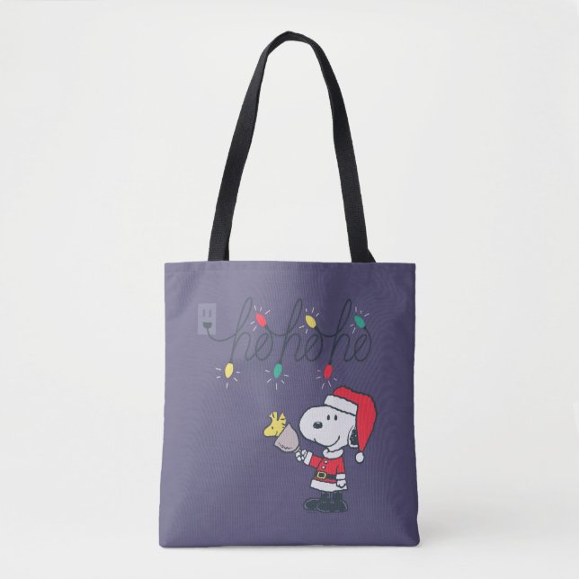 Bolsa Tote Amendoins | Snoopy & Woodstock Ho Ho Ho (Frente)