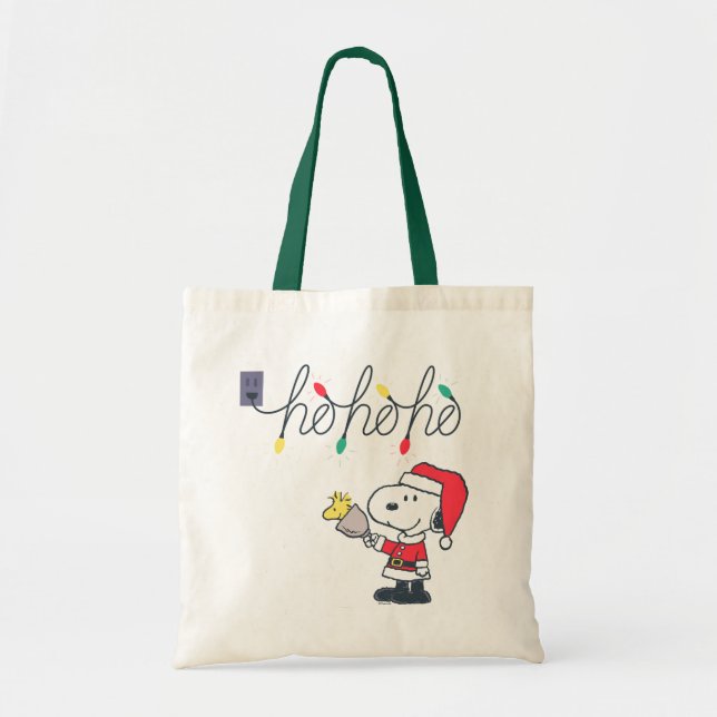 Bolsa Tote Amendoins | Snoopy & Woodstock Ho Ho Ho (Frente)