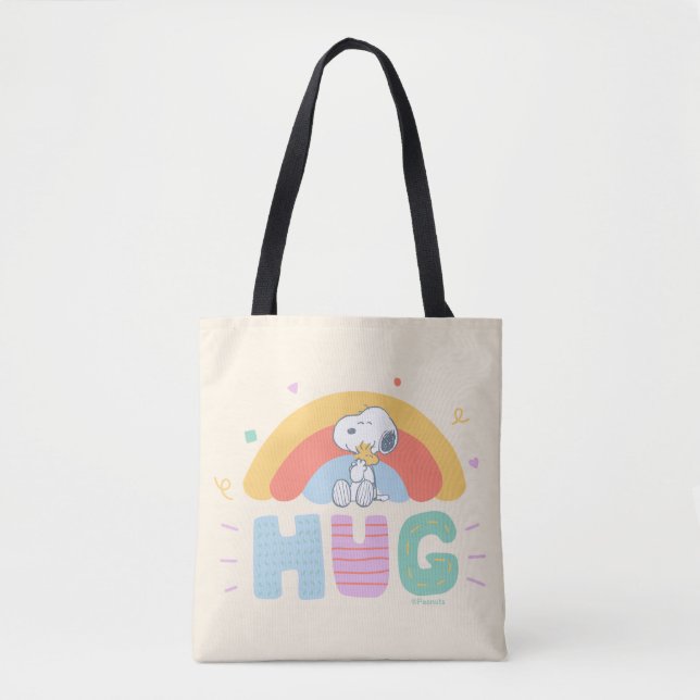 Bolsa Tote Amendoins | Snoopy & Woodstock Hug (Frente)