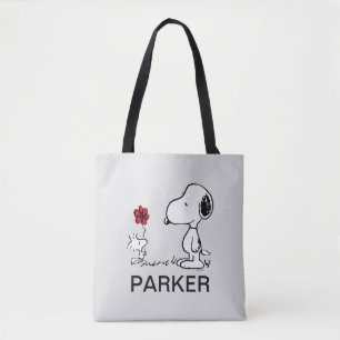 Bolsa Tote Amendoins Snoopy & Woodstock Vermelho & Preto