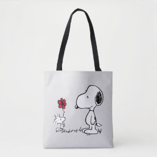 Bolsa Tote Amendoins Snoopy & Woodstock Vermelho & Preto