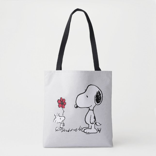 Bolsa Tote Amendoins | Snoopy & Woodstock Vermelho & Preto (Frente)