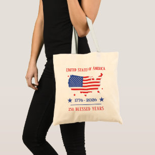 Bolsa Tote América 250 Anos Abençoados 1776-2026 Patriótico