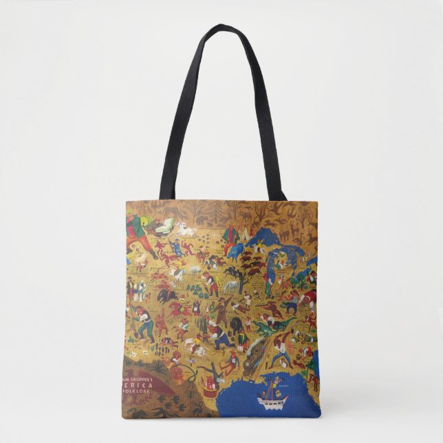 Bolsa Tote América de William Gropper - folclore dos desenhos (Frente)