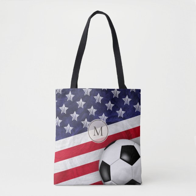 Bolsa Tote América vermelha, branca e azul, bandeira american (Frente)