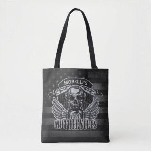 Bolsa Tote American Biker ADD NAME Skull V-Twin