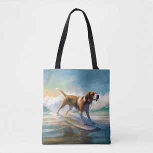 Bolsa Tote American Engligh Foxhound Beach Surfing Painting