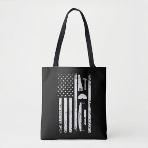 Bolsa Tote American Flag Carpenter Tools Woodworker Craftsman