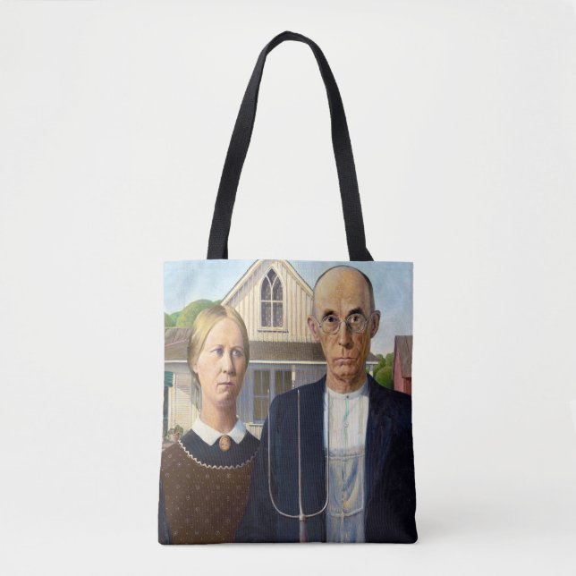 Bolsa Tote American Gothic Classic Painting Grant Wood (Frente)