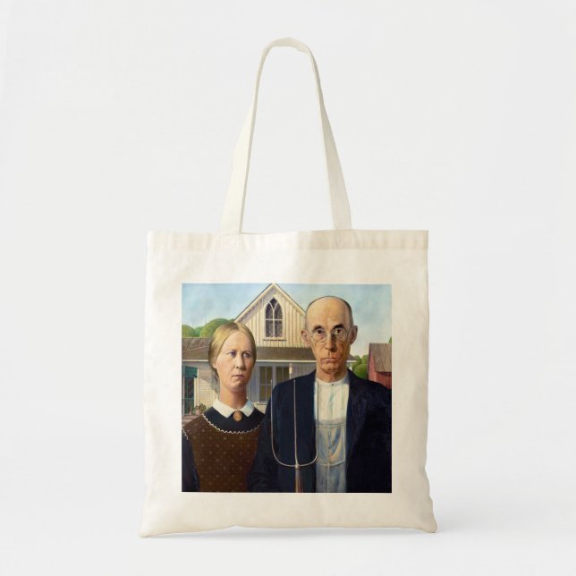 Bolsa Tote American Gothic Classic Painting Grant Wood (Frente)