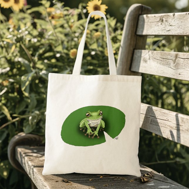Bolsa Tote American Green Tree Frog Lily Pad (Criador carregado)