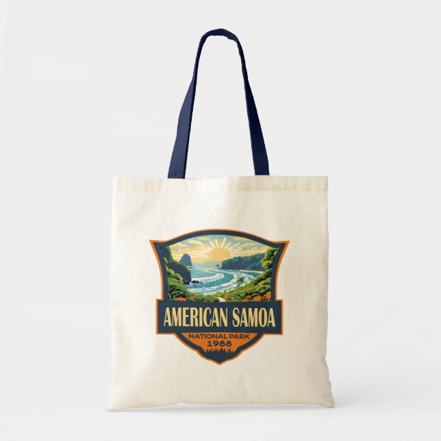 Bolsa Tote American Samoa National Park Illustration Retro (Frente)
