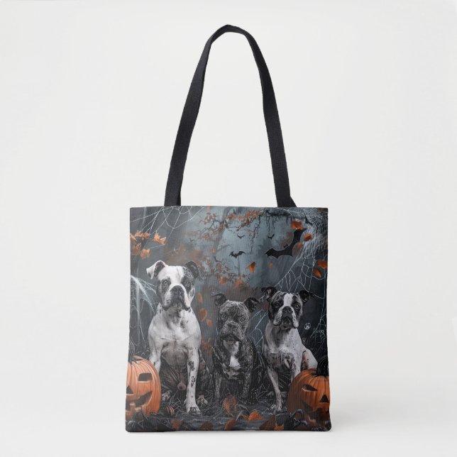 Bolsa Tote American Staffordshire Halloween Night Dogggy (Frente)