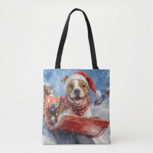 Bolsa Tote American Staffordshire no Trenó de Natal