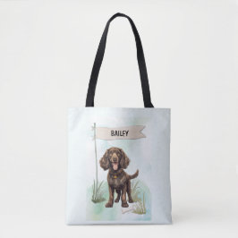 Bolsa Tote American Water Spaniel Watercolor Personalized Dog