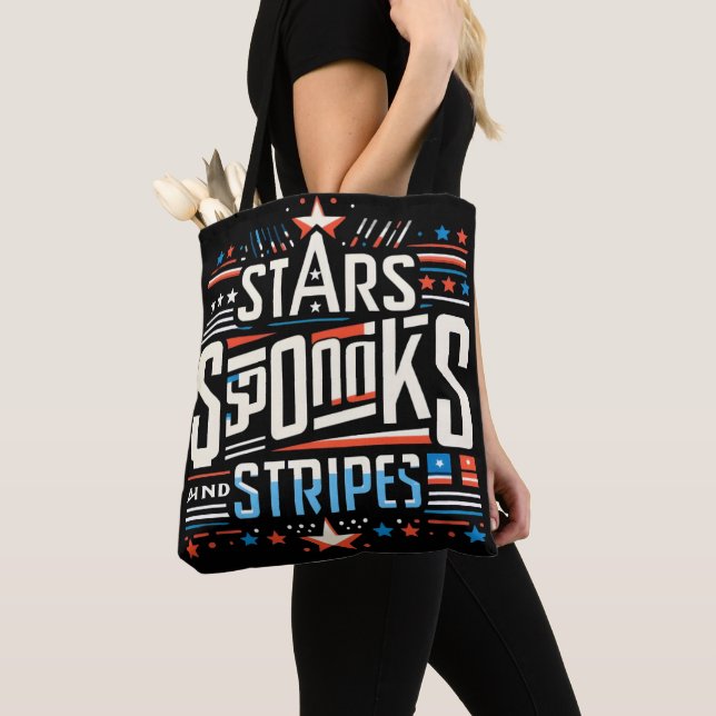 Bolsa Tote Americana de abstrato: Estrelas, Manchas e Stripes (Close Up)