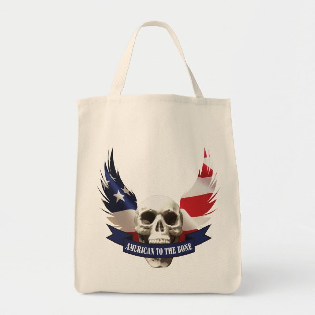 Bolsa Tote Americano ao crânio ósseo (Frente)