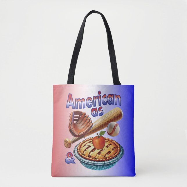 Bolsa Tote Americano divertido como Beball e Apple Pie (Frente)