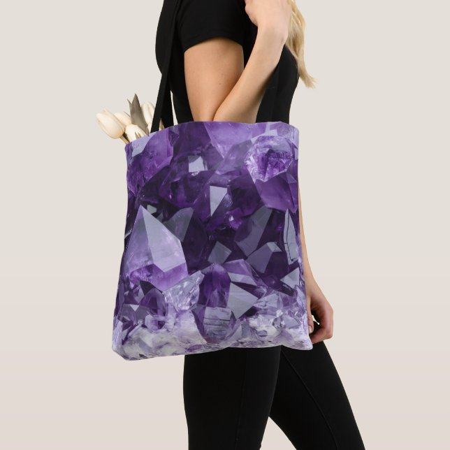 Bolsa Tote Amethyst Healing Crystal Cluster (Close Up)