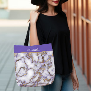 Bolsa Tote Ametist Dourado Marble