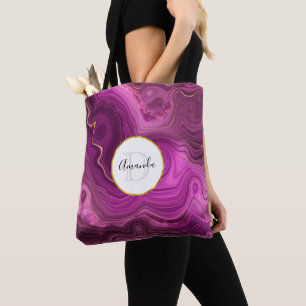 Bolsa Tote Ametista Roxo E Monograma De Agato De Abstrato Dou