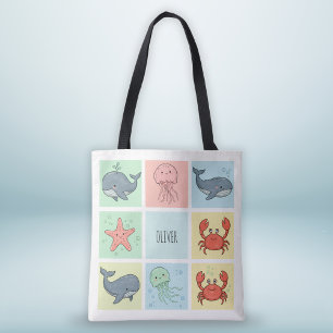 Bolsa Tote Amigos Caprichosos do Oceano Desenhos