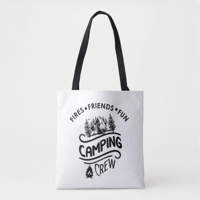 Bolsa Tote Amigos do camping-slogan da equipe engraçada (Frente)
