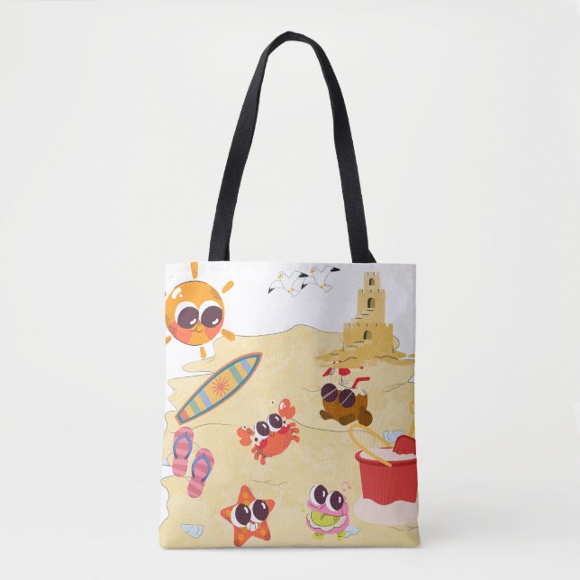 Bolsa Tote amigos fofos da praia (Frente)