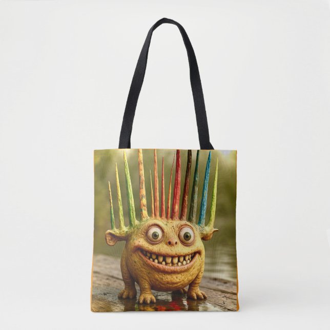 Bolsa Tote Amigos Ímpar - Canvas Monstro do Rainbow Spikes (Frente)
