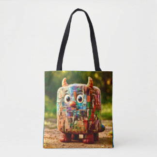 Bolsa Tote Amigos Ímpar - Poster de Monstro de Cubo de Patchw