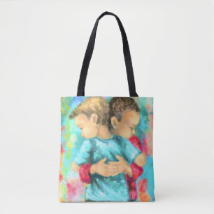 Bolsa Tote Amizade - Crianças Hugging - Paz Amor - Pintura