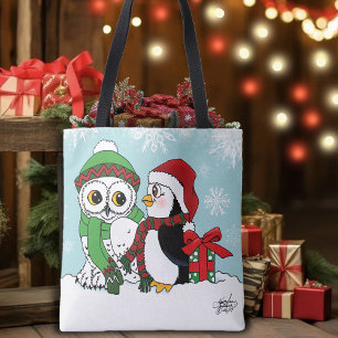 Bolsa Tote Amizade Cute Penguin Snowy Owl