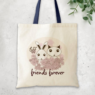 Bolsa Tote Amizade Menina BFF Gatinho de Cartoon Bonito e Coe