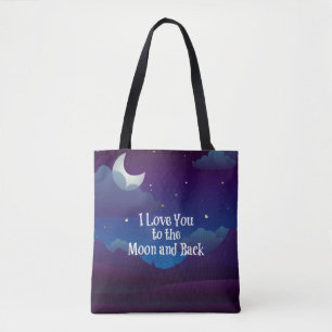 Bolsa Tote Amo-te à Lua e Volta, Blue Indigo