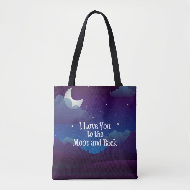 Bolsa Tote Amo-te à Lua e Volta, Blue Indigo (Frente)