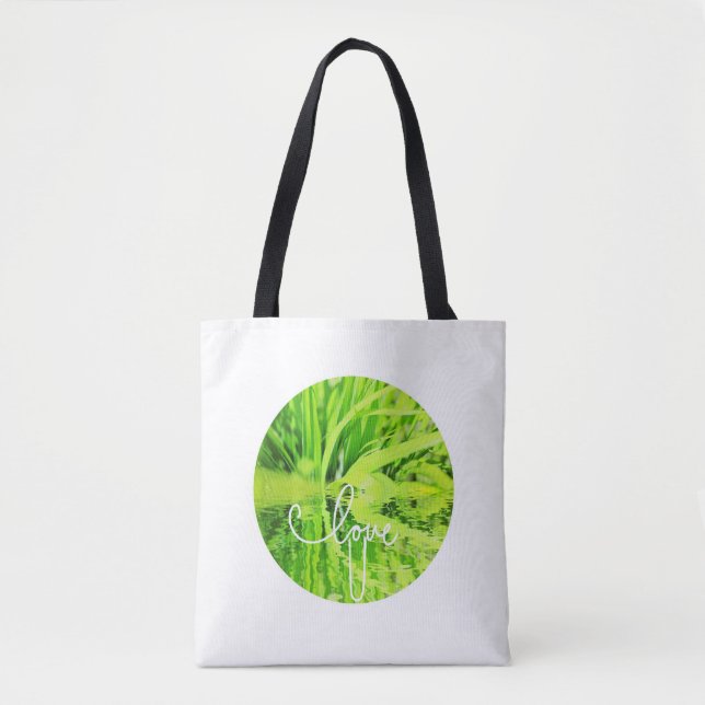 Bolsa Tote Amo-Te, Feliz Saco De Grama Verde (Frente)