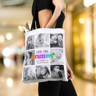 Bolsa Tote Amo-Te Gramaticalmente Colagem de Fotos Moderna Mo