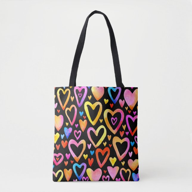 Bolsa Tote Amo-te. Ilustração de aquarela. Valentin  (Frente)