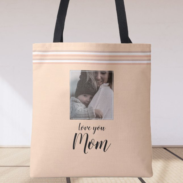 Bolsa Tote "Amo-te mãe" - presente personalizado de fotografi (Criador carregado)