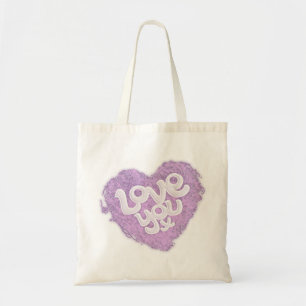 Bolsa Tote Amo-te, púrpura do coração e saco leve