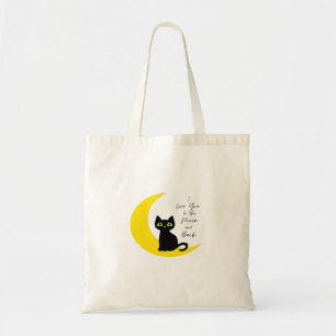Bolsa Tote Amo Você Até a Lua e de Volta Amante de Gato Preto