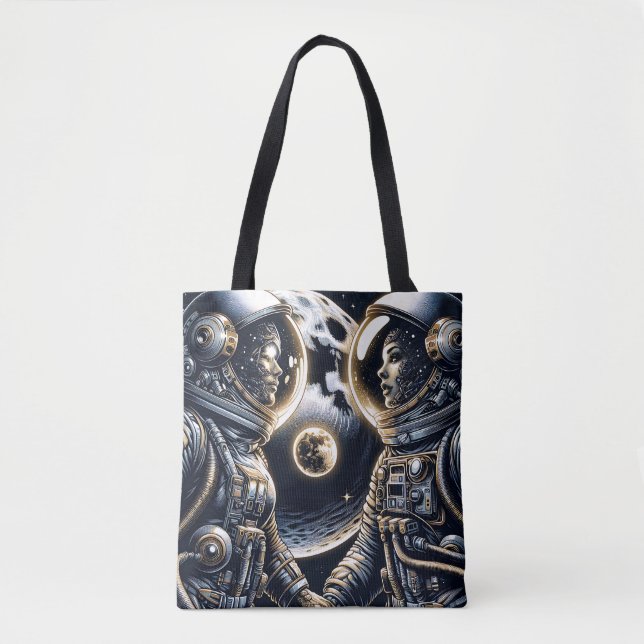 Bolsa Tote Amo Você para a Lua e de Volta | Astronautas (Frente)