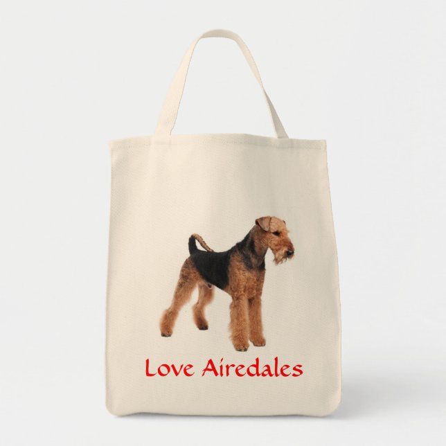 Bolsa Tote Amor Airedale Terrier Cão Cachorro Cachorro Saco (Frente)