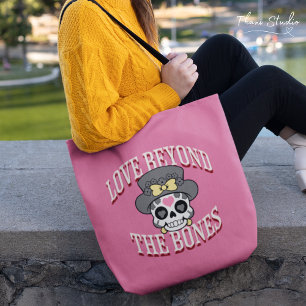 Bolsa Tote Amor Além Do Namorados Osso Crânio Retro Moderno